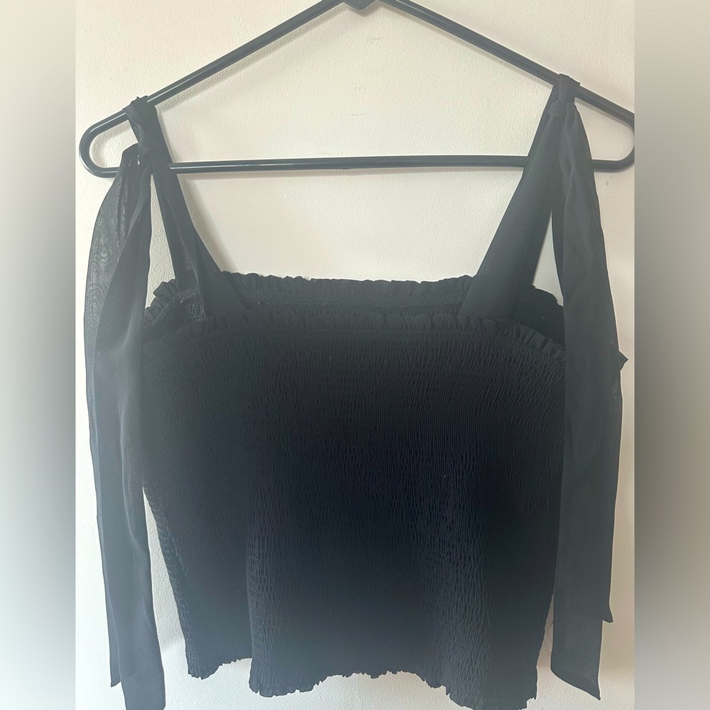 BAR III BLACK BANDEAU w/Ribbon Shoulder Ties S: L